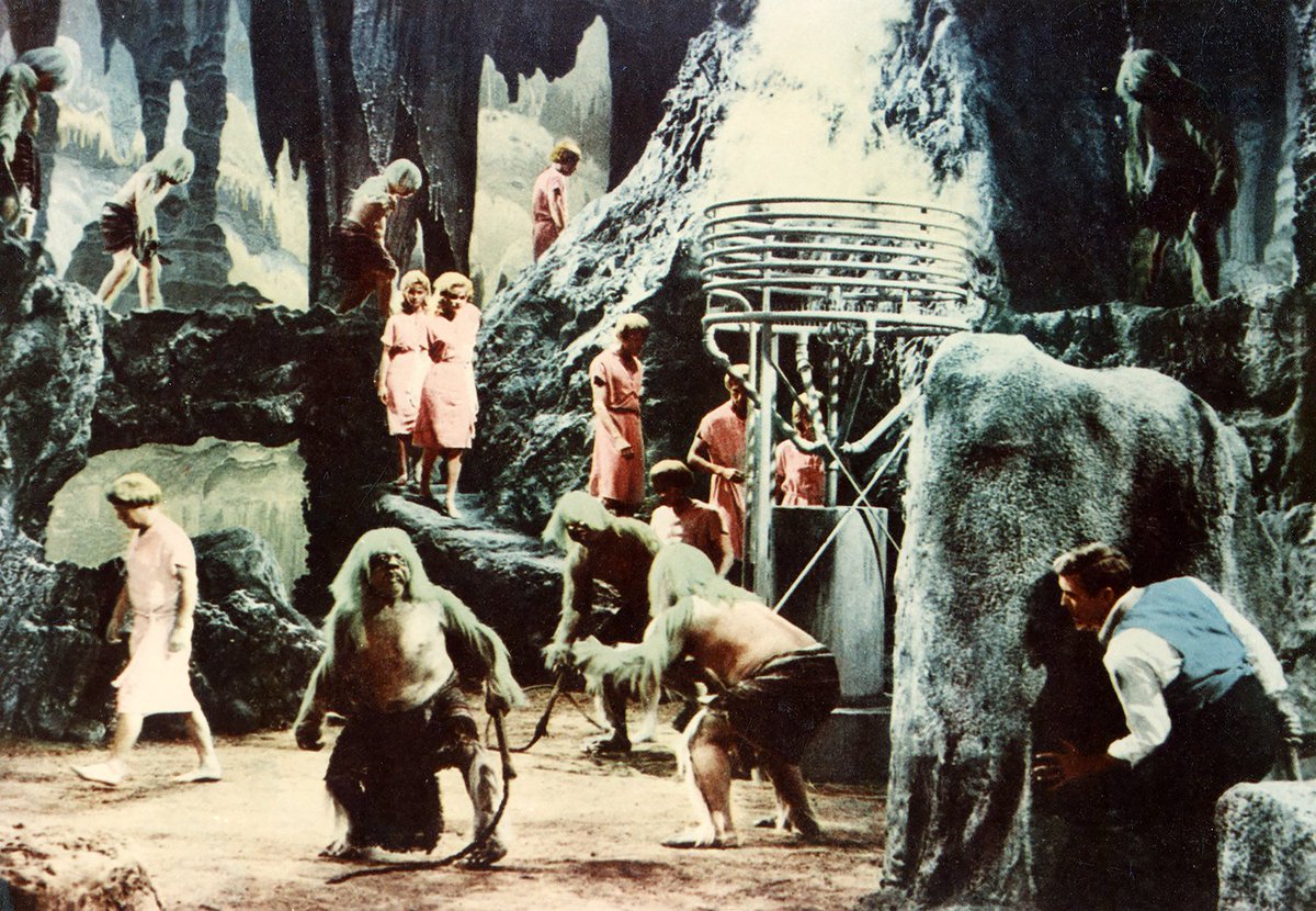 George (Rod Taylor) ventures into the underground realm where the Morlocks enslave the Eloi in The Time Machine (1960)