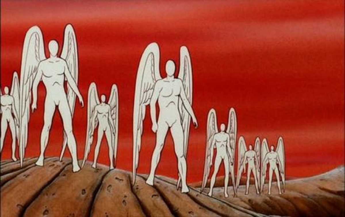 The planet of faceless angels in The Time Masters (1982)