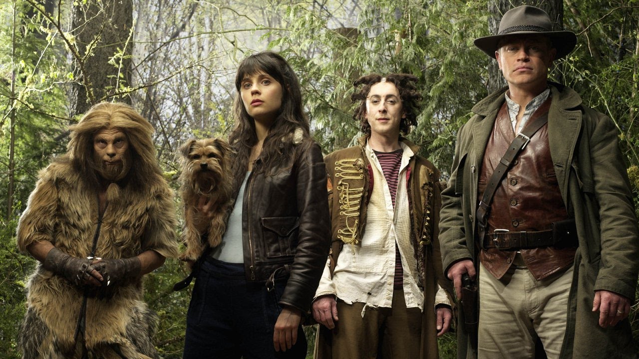 (l to r) Raw (Raoul Trujillo) the lion man, DG or Dorothy (Zooey Deschanel) with Toto, Glitch (Alan Cumming) and the Tin Man (Neal McDonough) in Tin Man (2007)