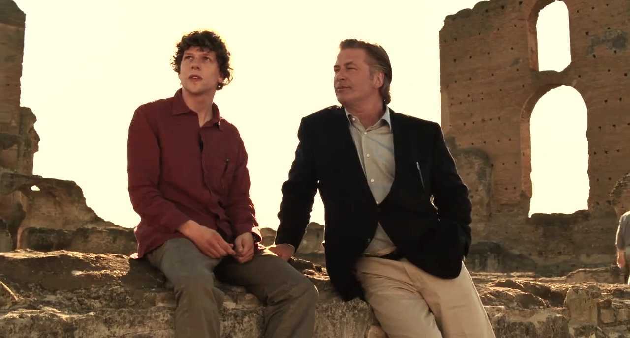 Jesse Eisenberg and invisible advisor Alec Baldwin in To Rome With Love (2012)