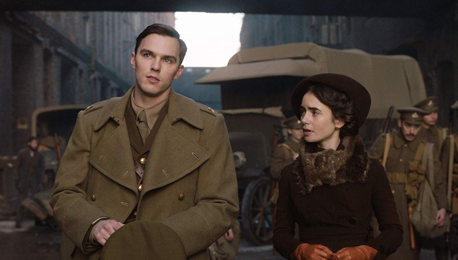 J.R.R. Tolkien (Nicholas Hoult) and his love Edith Bratt (Lily Collins) in Tolkien (2019)