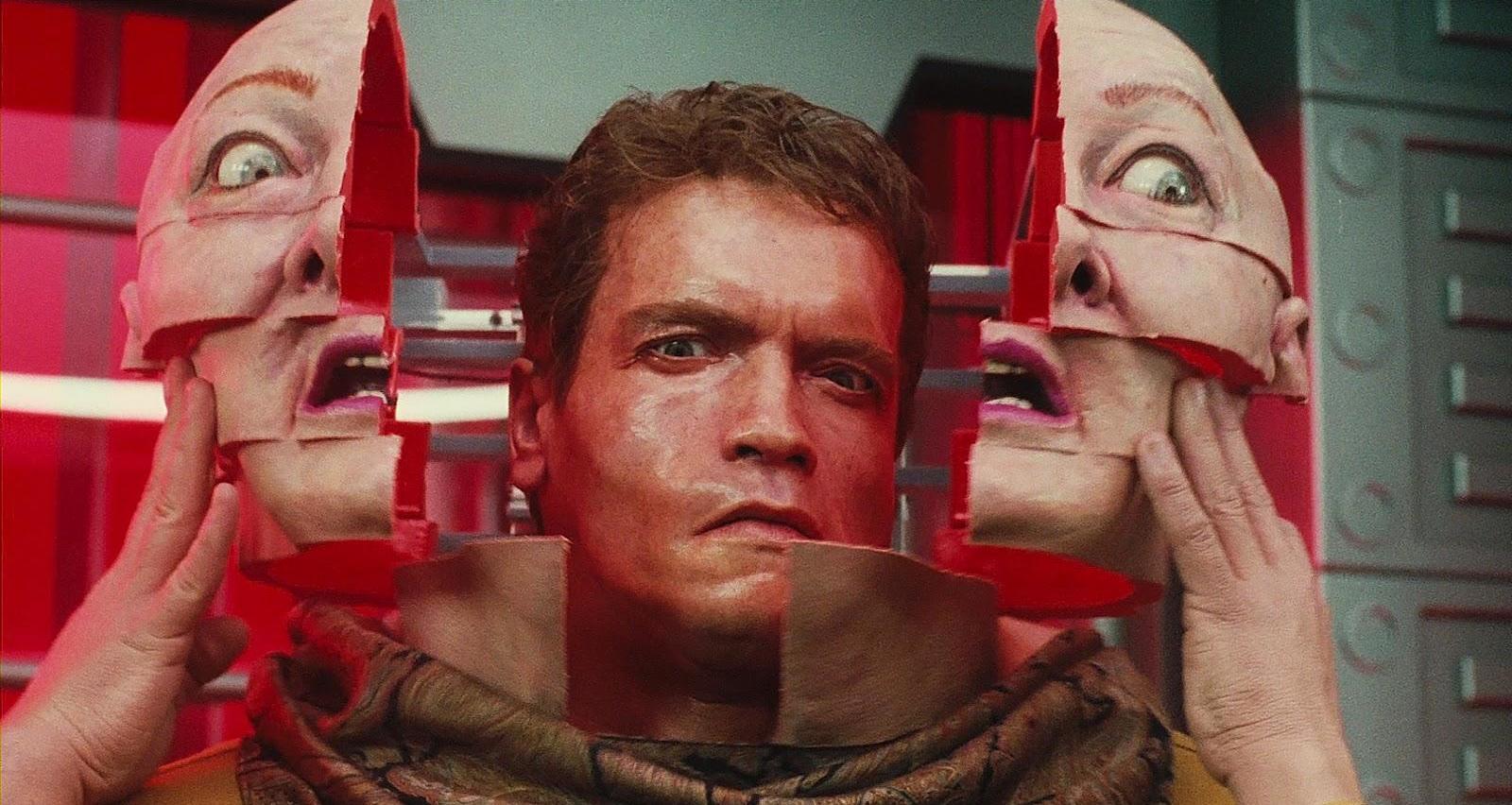 Arnold Schwarzenegger smuggles to Mars disguised as a plus-size woman in Total Recall (1990)