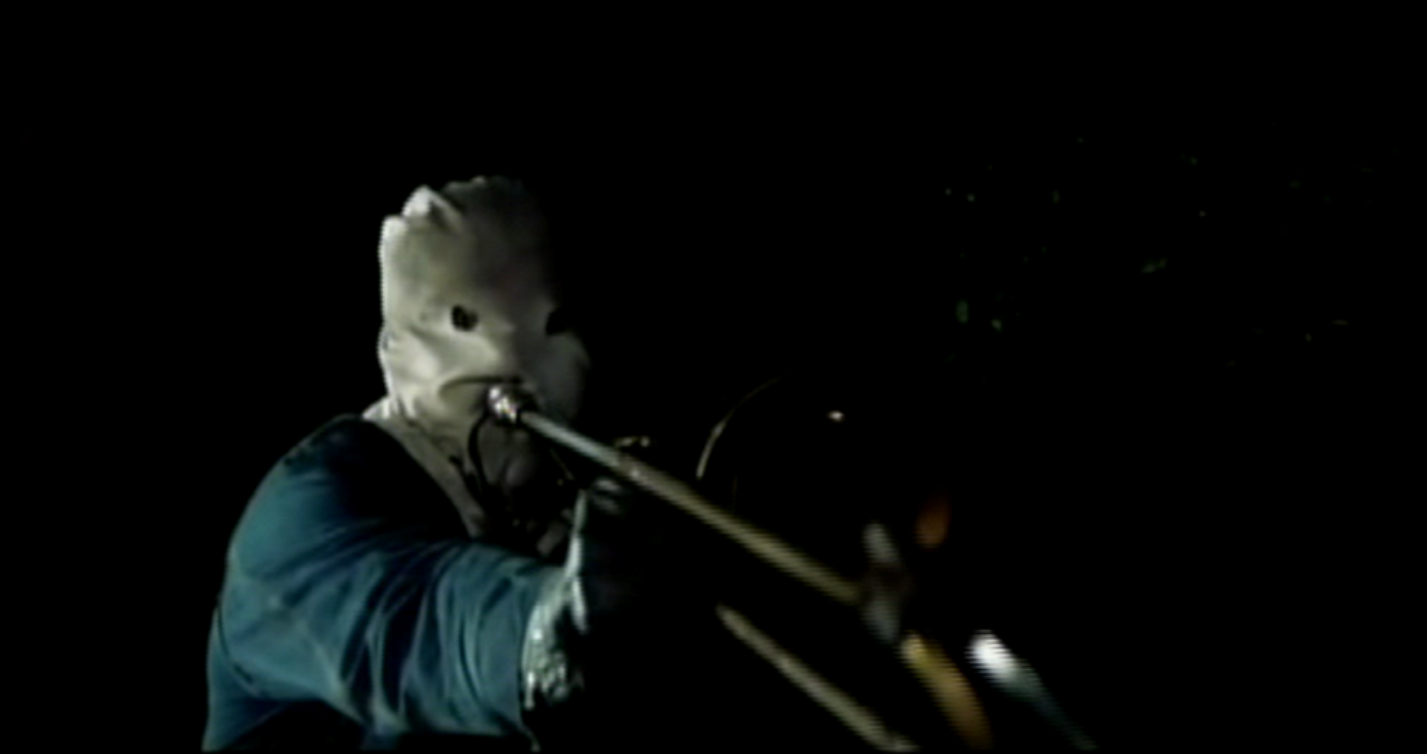 The Phantom Killer strikes - death by trombone in The Town That Dreaded Sundown (1976)