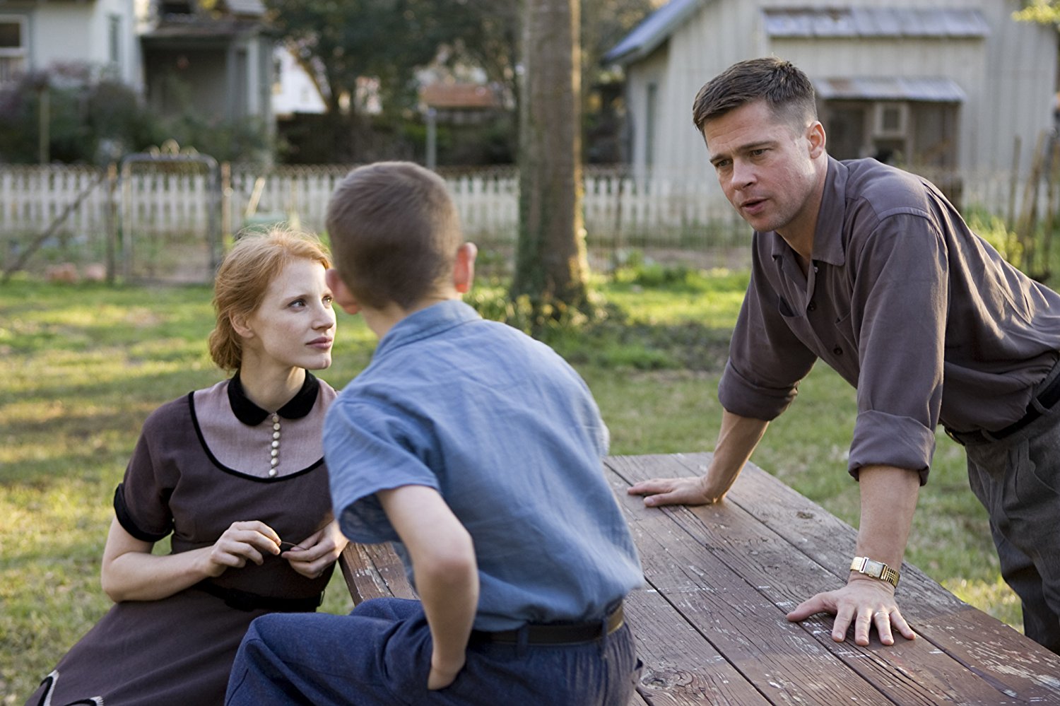 Mother Jessica Chastain, Laramie Eppler, father Brad Pitt in The Tree of Life (2011)