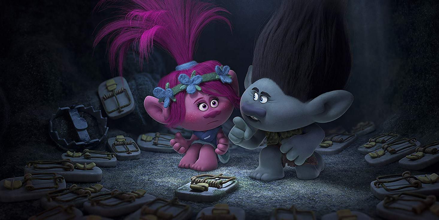 Poppy (voiced by Anna Kendrick) and Branch (voiced by Justin Timberlake) in Trolls (2016)