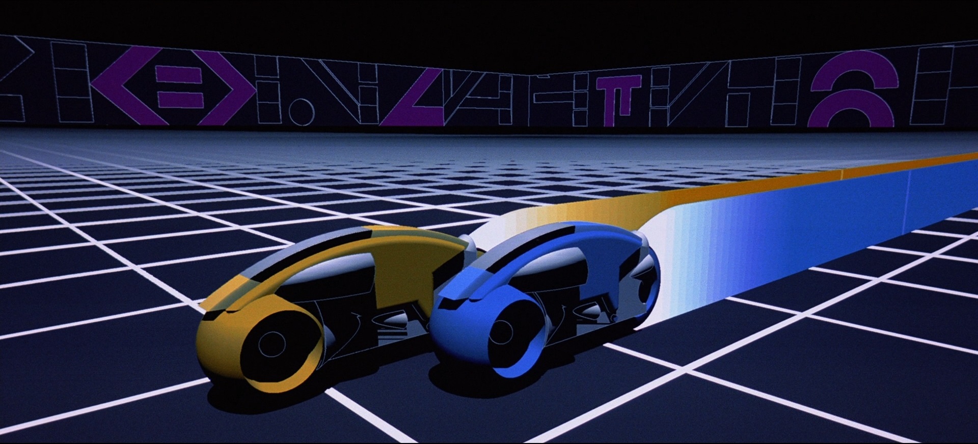 Lightcycle race in Tron (1982)