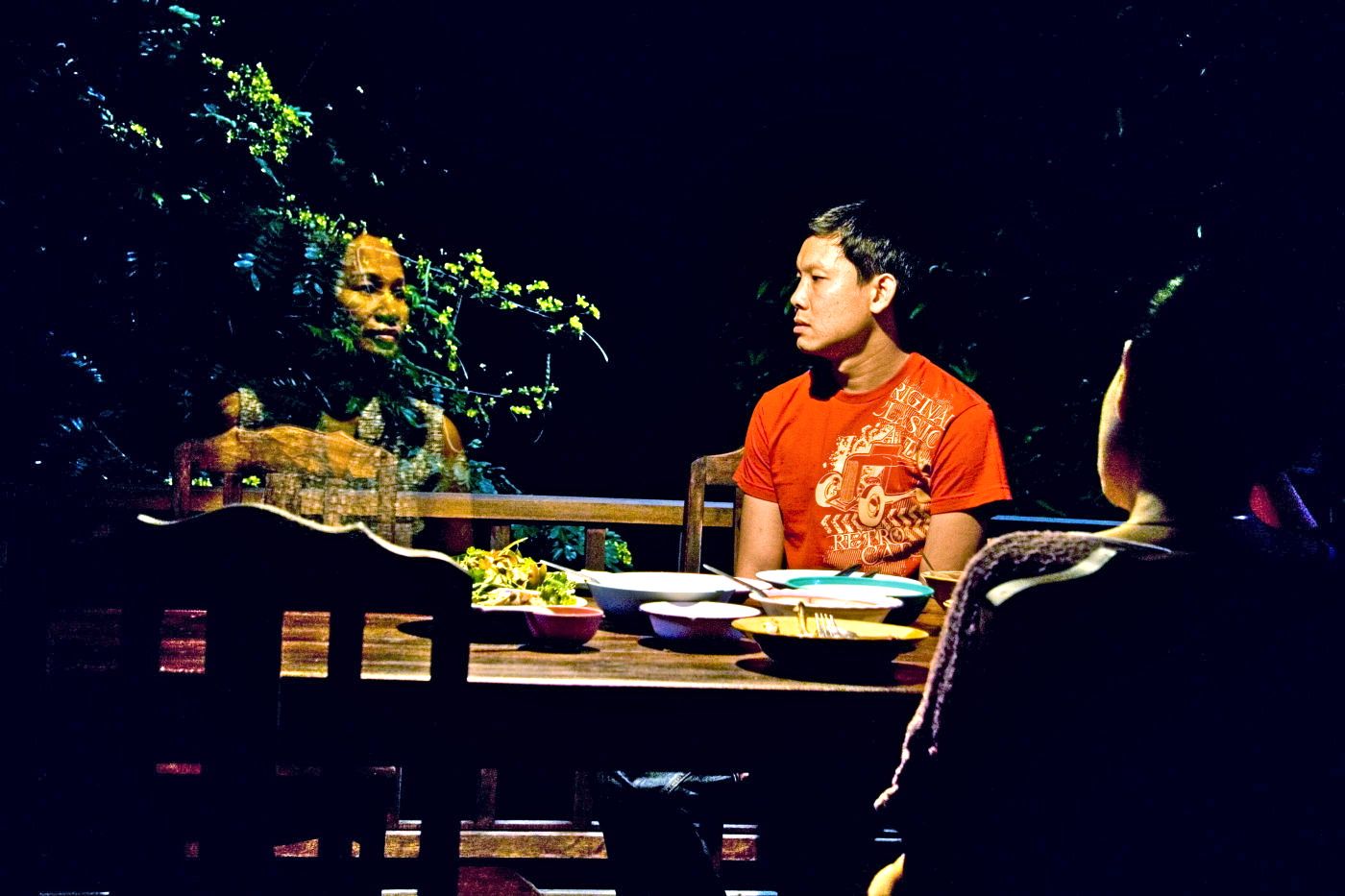 Sakda Kaewbuadee, with the ghost of Natthakarn Aphaiwonk and Jenjira Pongpas in Uncle Boonmee Who Can Recall His Past Lives (2010)