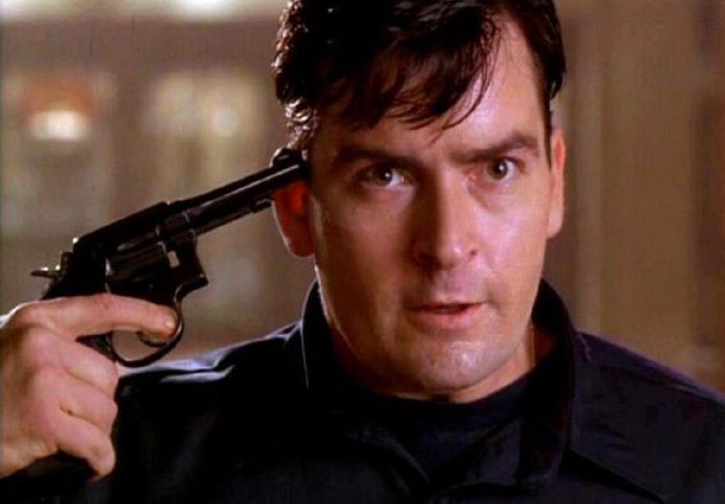 Charlie Sheen in his first psycho role as a fireman who snaps under the pressures of everyday life in Under Pressure (1997)