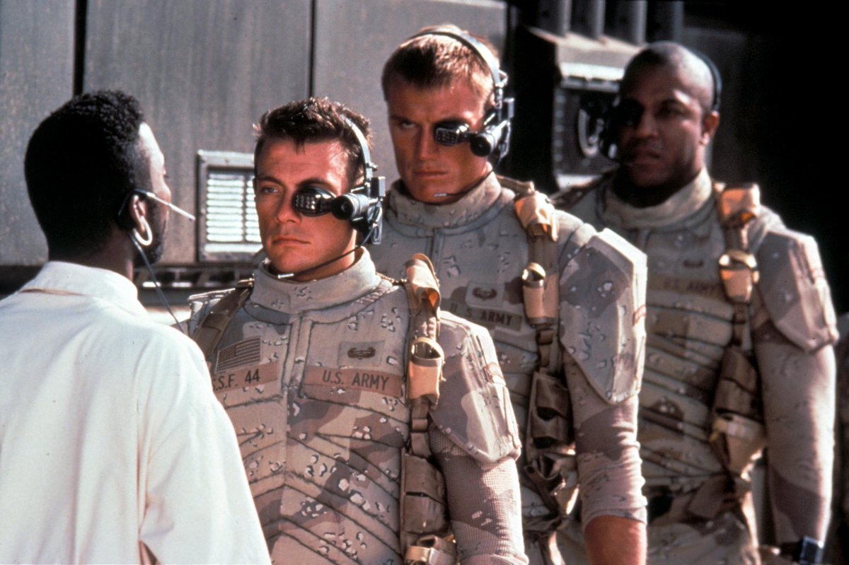 Universal Soldiers - (l to r) Jean-Claude Van Damme, Dolph Lundgren and Tom 'Tiny' Lister, Jr in Universal Soldier (1992)