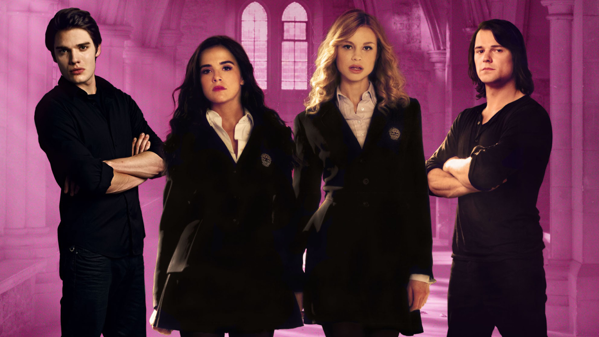 Dominic Sherwood, Zoey Deutch, Lucy Fry and Danila Kozlovsky in Vampire Academy (2014)