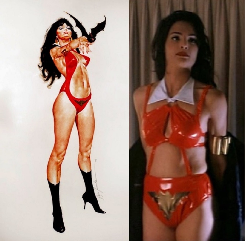 The comic-book Vampirella vs Talisa Soto in the film