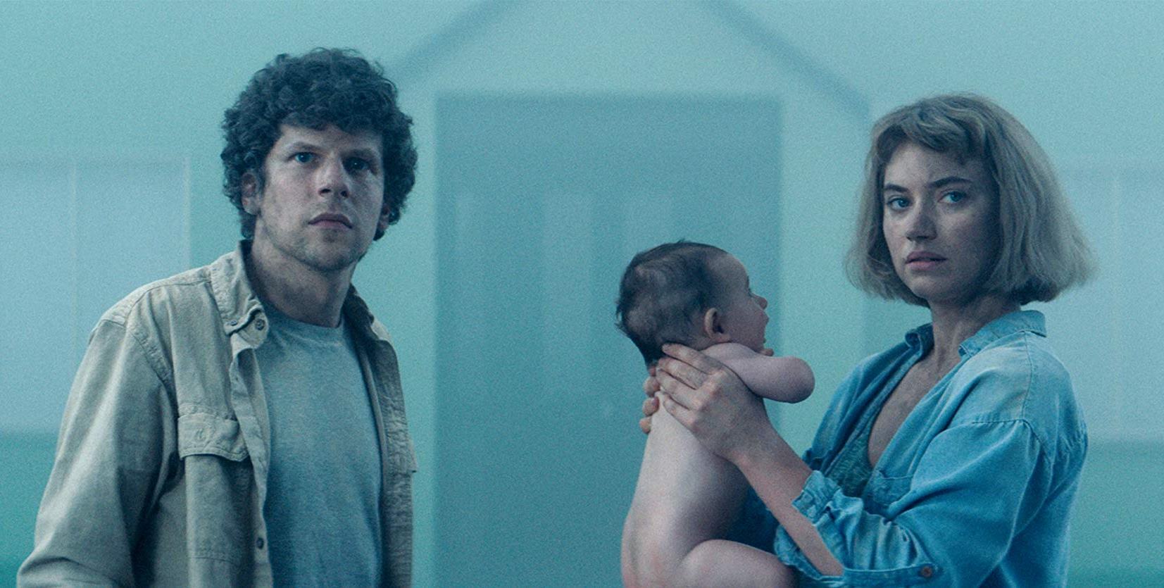 Jesse Eisenberg, Imogen Poots and their baby in Vivarium (2019)