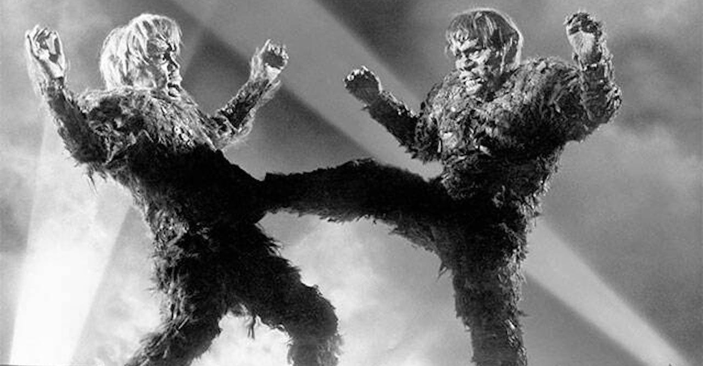The two Frankenstein monsters (Sanda and Gaira) fight it out in War of the Gargantuas (1966)