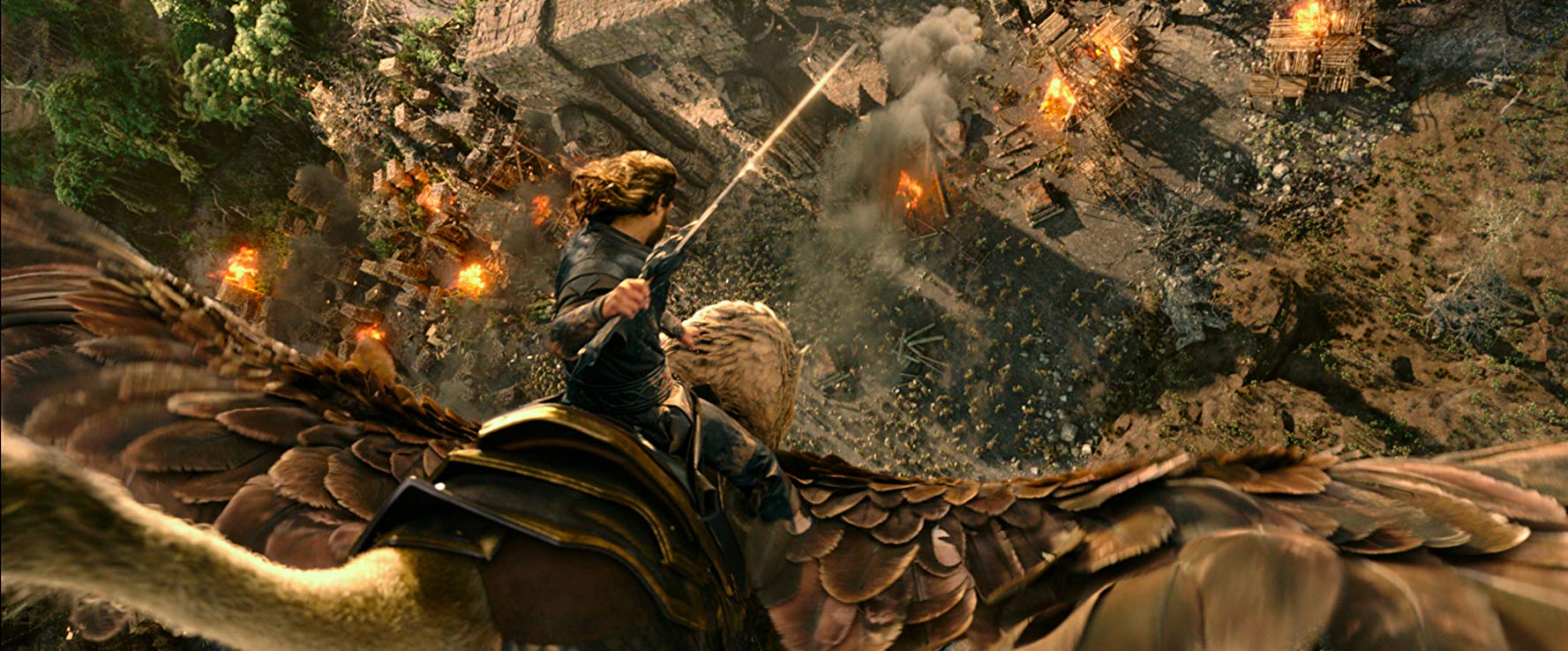 Travis Fimmel flies into action on the back of a gryphon in Warcraft (2016)