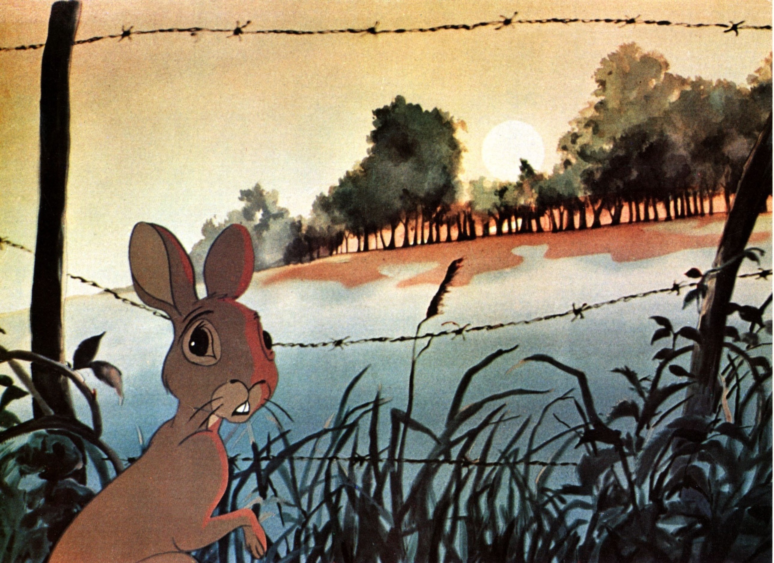 Fiver (voiced by Richard Briers) has a vision of a field of blood in Watership Down (1978)