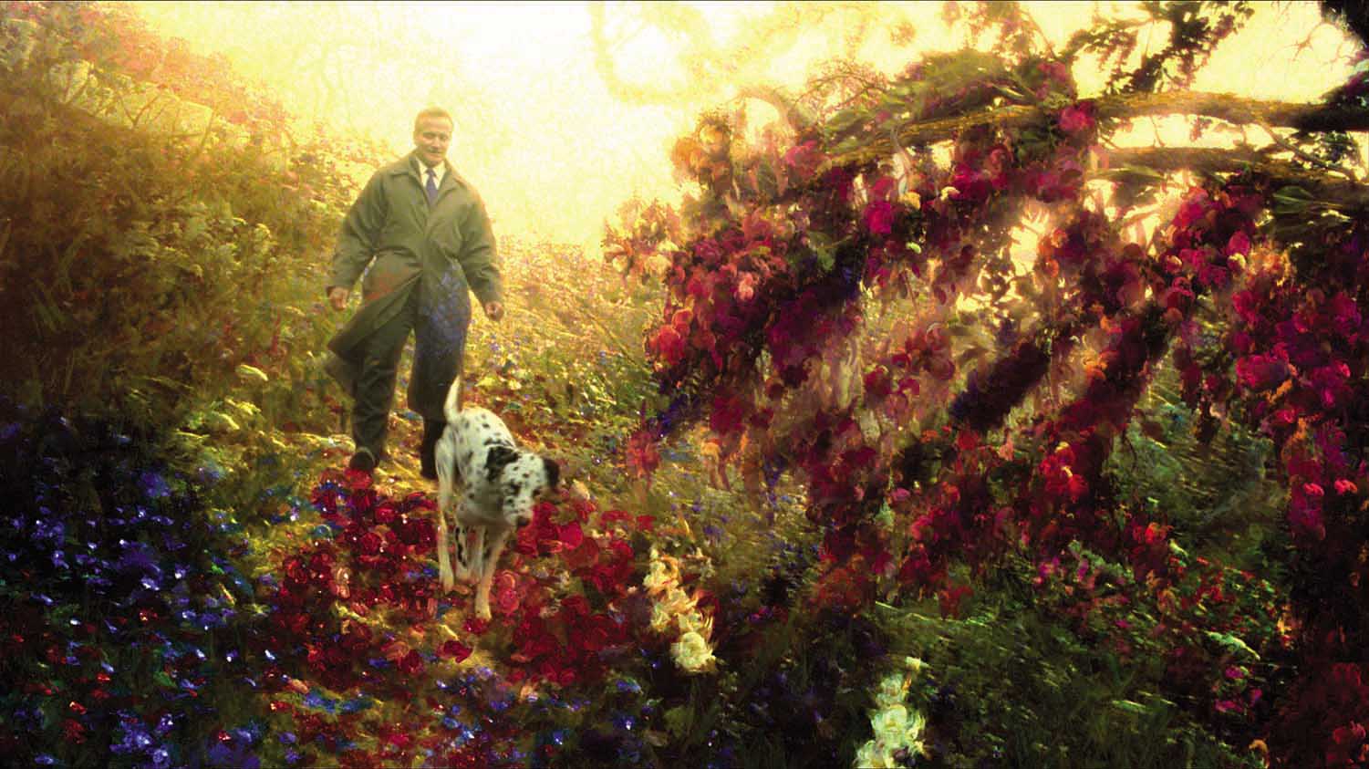 Robin Williams walks through the landscape of an oil painting come to life in What Dreams May Come (1998)