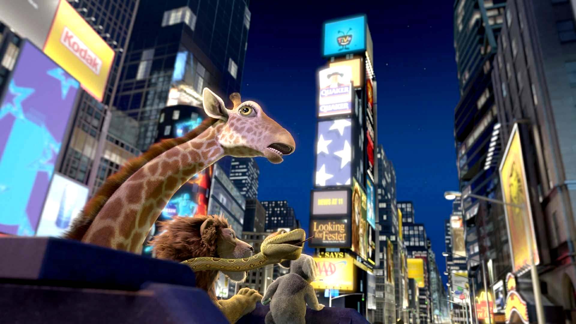 The animals escape into the streets of New York City in The Wild (2006)