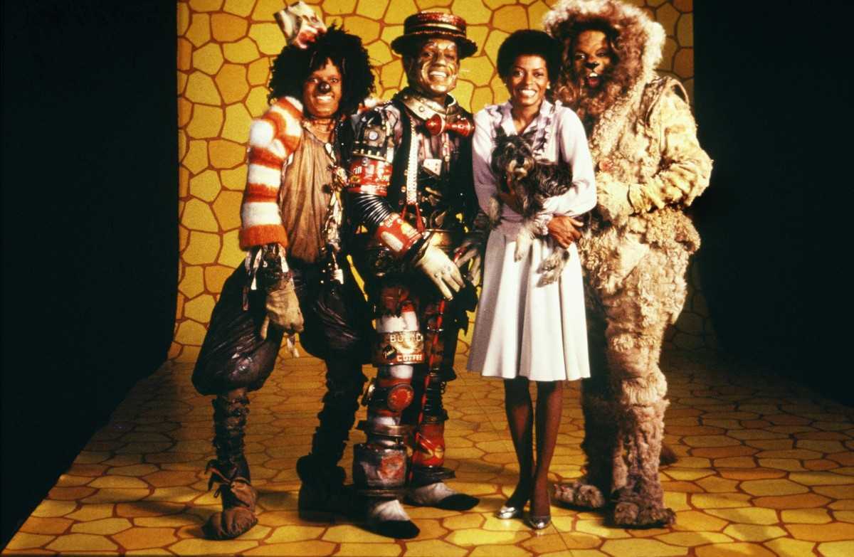 The Scarecrow (Michael Jackson), The Tin Man (Nipsey Russell), Dorothy (Dana Ross) and the Lion (Ted Ross) in The Wiz (1978)