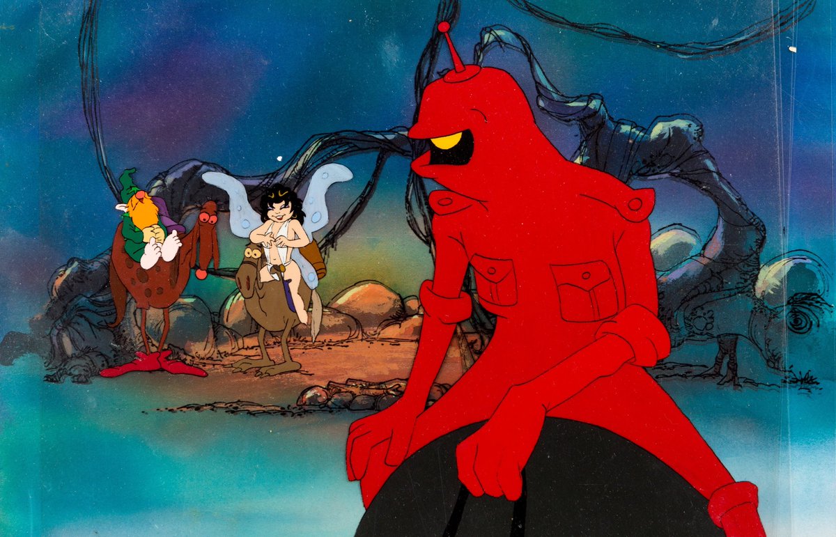 (l to r) the wizard Avatar (voiced by Bob Holt), the elf Elinore (voiced by Jesse Wells) and Peace/Magnus 99 (Voiced by David Proval) in Wizards (1977)