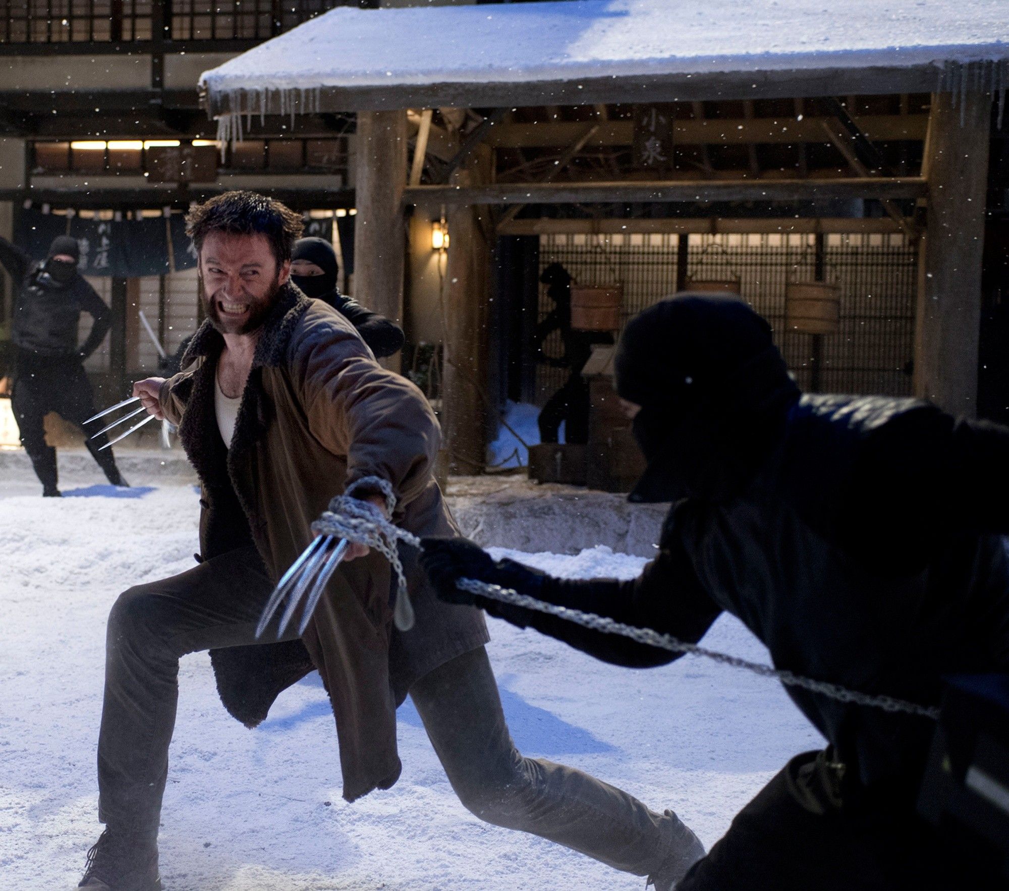 Wolverine (High Jackman) vs ninja in The Wolverine (2013)