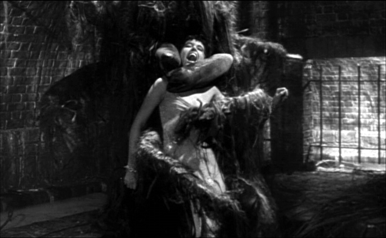 The plant monster in Womaneater (1957)