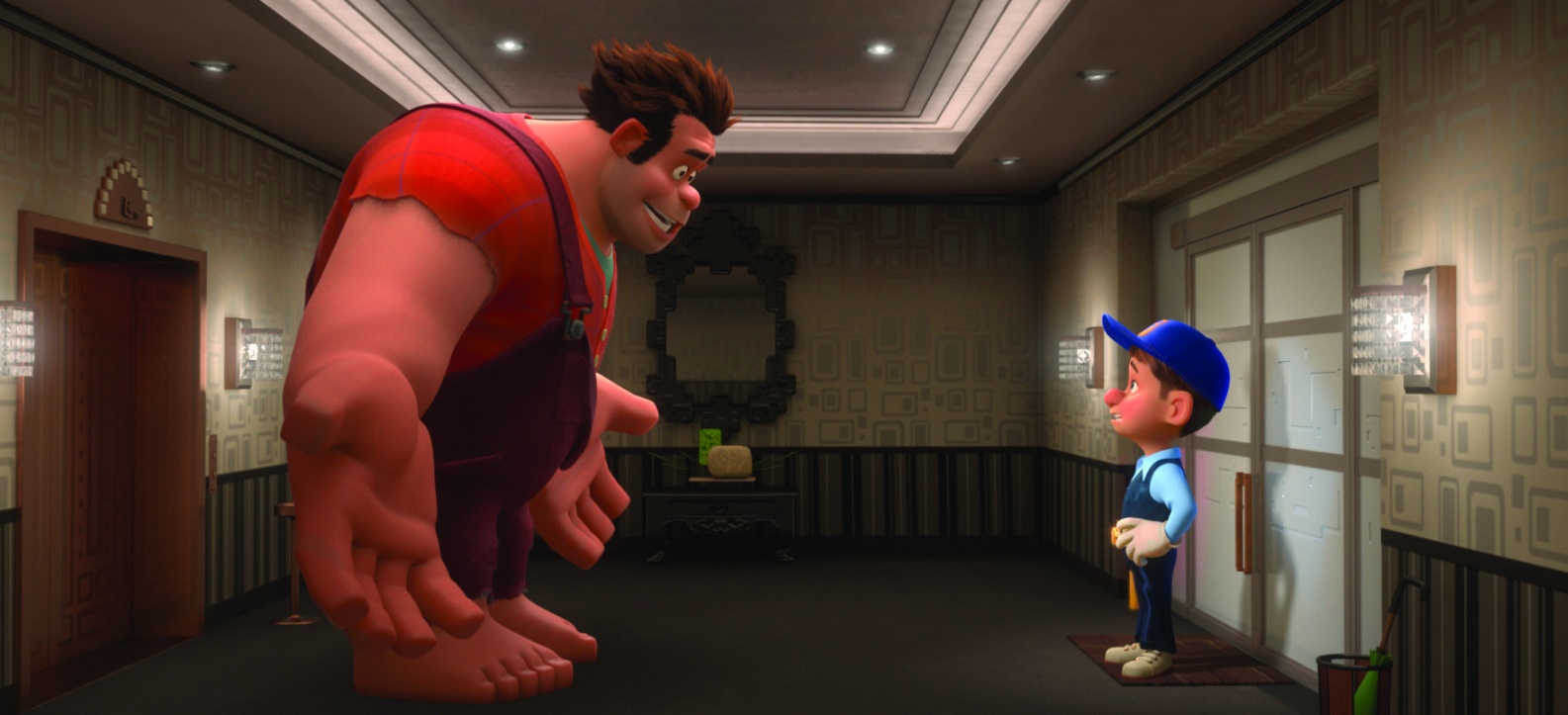 (l to r) Wreck-It Ralph (voiced by John C. Reilly) and Fix-It Felix (voiced by Jack McBrayer) in Wreck-It Ralph (2012)