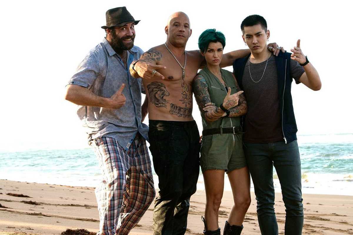 (l to r) getaway driver Rory McCann, Xander Cage (Vin Diesel), sharpshooter Ruby Rose and dj Kris Wu in xXx: Return of Xander Cage (2017)