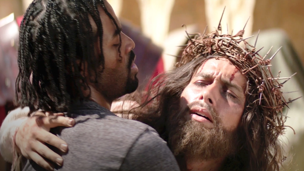 Time traveller Lamar Usher and Jesus Christ (Jason Castro) in Assassin 33 A.D. (2020)