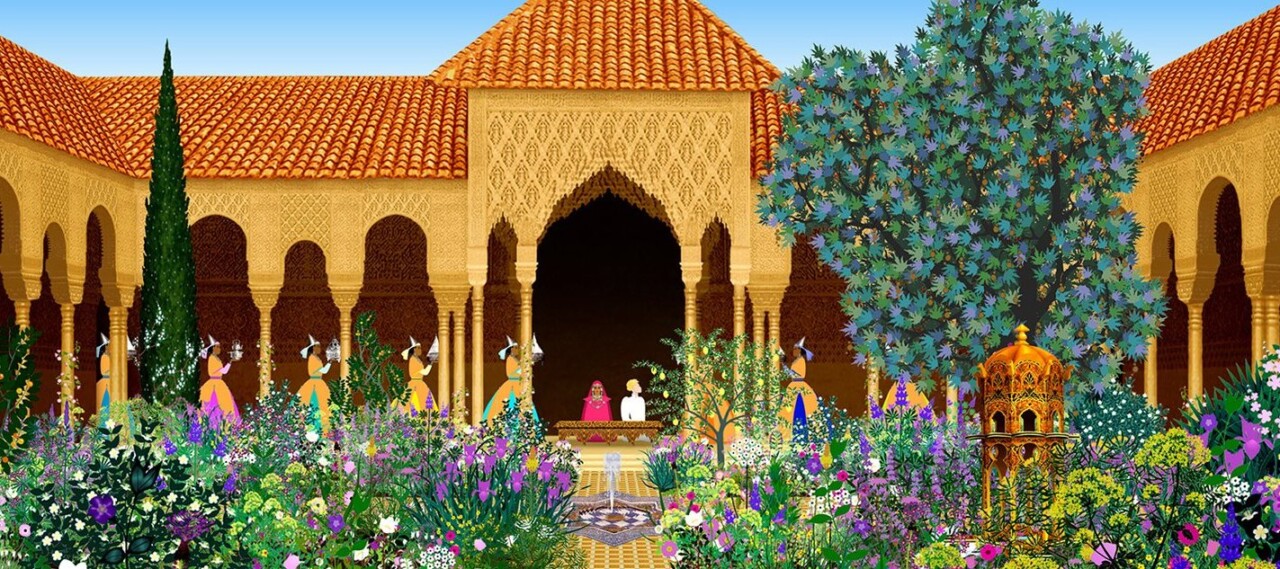 Azur visits Jenane in her garden in Azur and Asmar (2006)