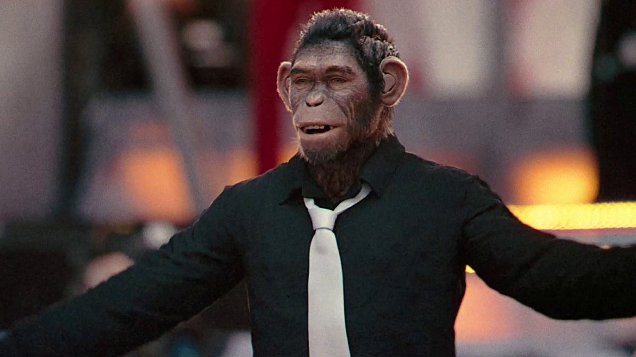 Robbie Williams as an ape in Better Man (2024)