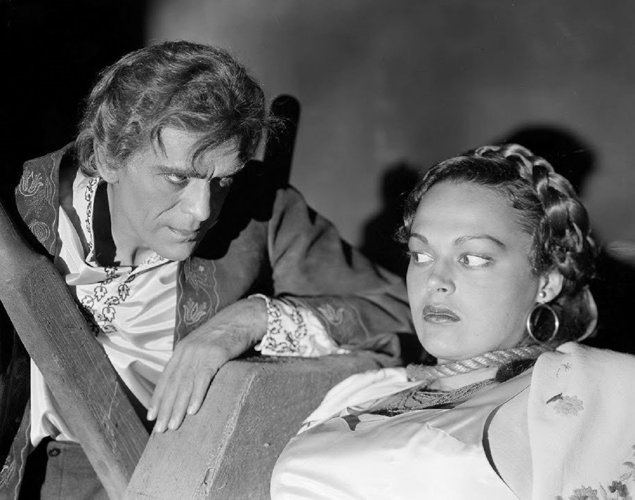Evil twin Gregor (Boris Karloff) menaces Marian Marsh in The Black Room (1935)