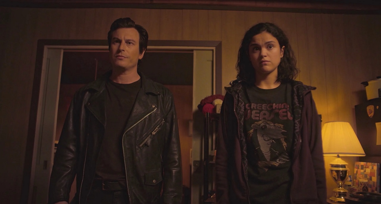 Vampire father and daughter Noah Segan and Victoria Moroles in Blood Relatives (2022)