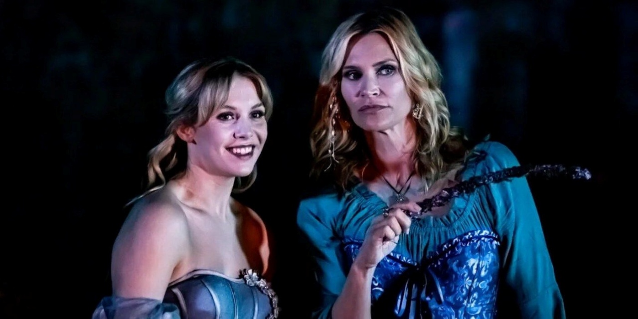 Cinderella (Lauren Staerck) and the Fairy Godmother (Natasha Henstridge) in Cinderella's Revenge (2024)