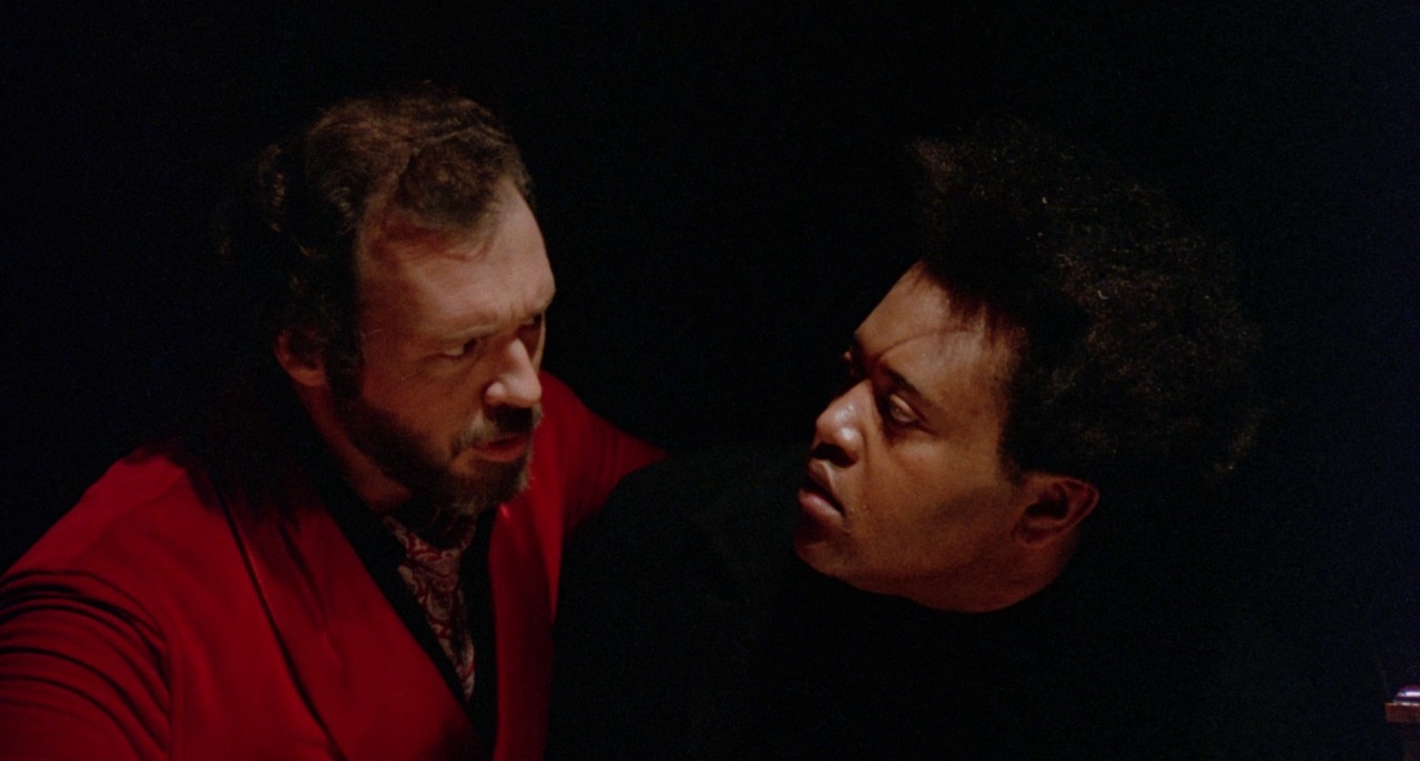 Dr Jekyll (James Mathers) and lab assistant Boris (Jake Pearson) in Dr Jekyll's Dungeon of Death (1979)