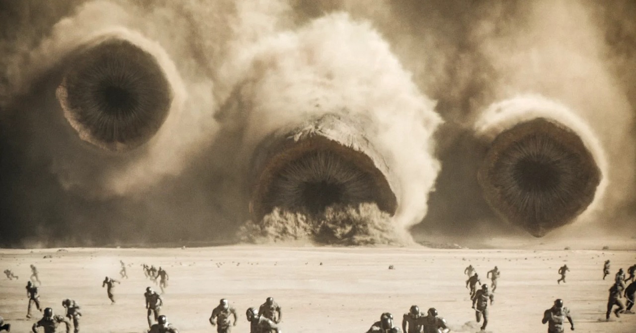 Sandworms on the attack in Dune Part Two (2024)