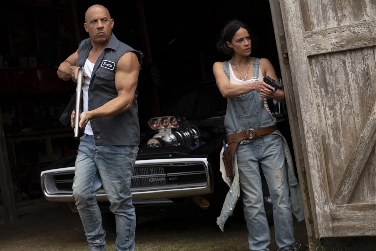 Dominic Toretto (Vin Diesel) and Letty Ortiz (Michelle Rodriguez) in Fast & Furious 9 (2021)