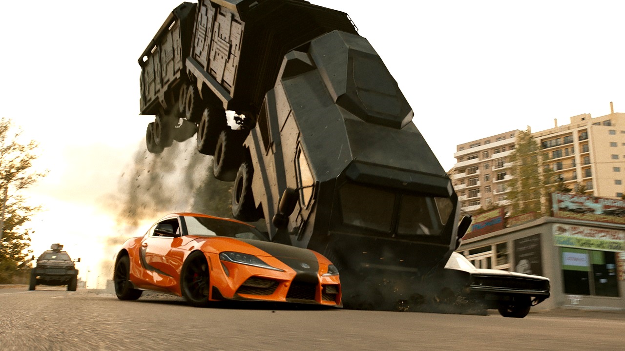 Car chase with the massive truck in the streets of Tbilisi in Fast & Furious 9 (2021)