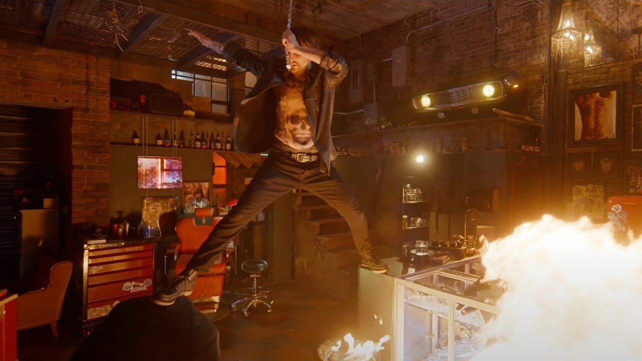 Richard Harmon gets his nose ring caught in the fan in Final Destination: Bloodlines (2025)