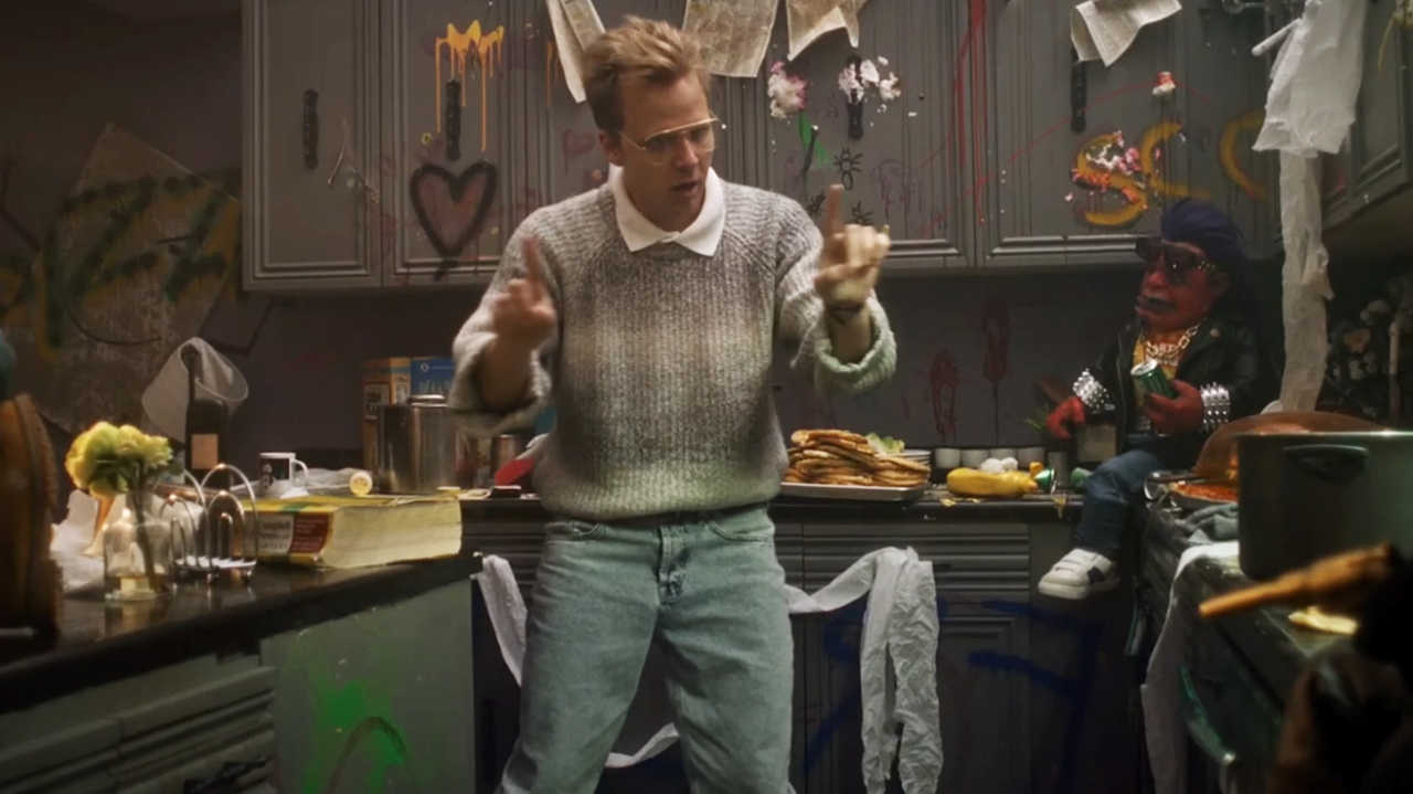 Conor Sweeney with his house overrun by goblins in Frankie Freako (2024)