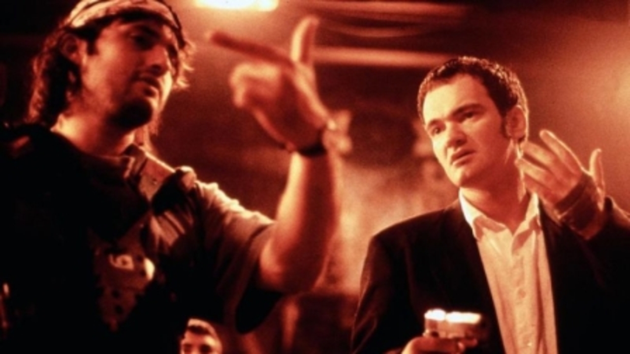 Robert Rodriguez and Quentin Tarantino on the set of From Dusk Till Dawn in Full Tilt Boogie (1997)