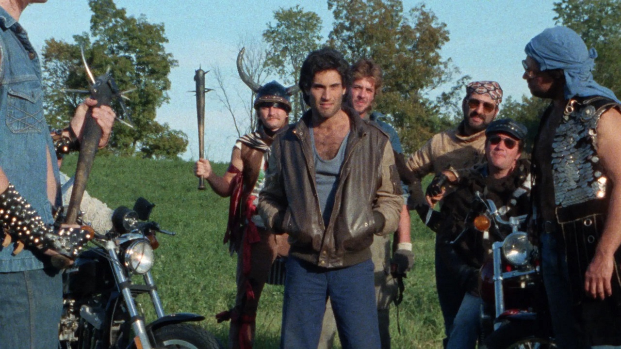 Harry Trent (Matt Mitler) and survivors of the wasteland in The Galaxy Destroyer (1986)