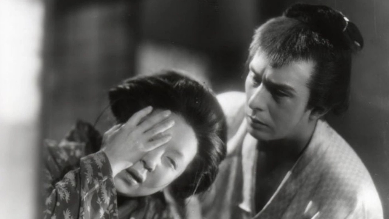Oiwa and Iemon (Ken Uehara) in The Ghost of Yotsuya (1949)