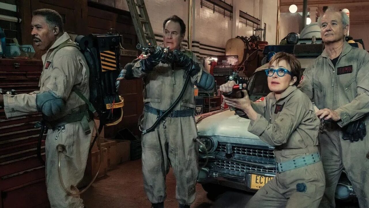 Ernie Hudson, Dan Aykroyd, Annie Potts and Bill Murray in Ghostbusters: Frozen Empire (2024)
