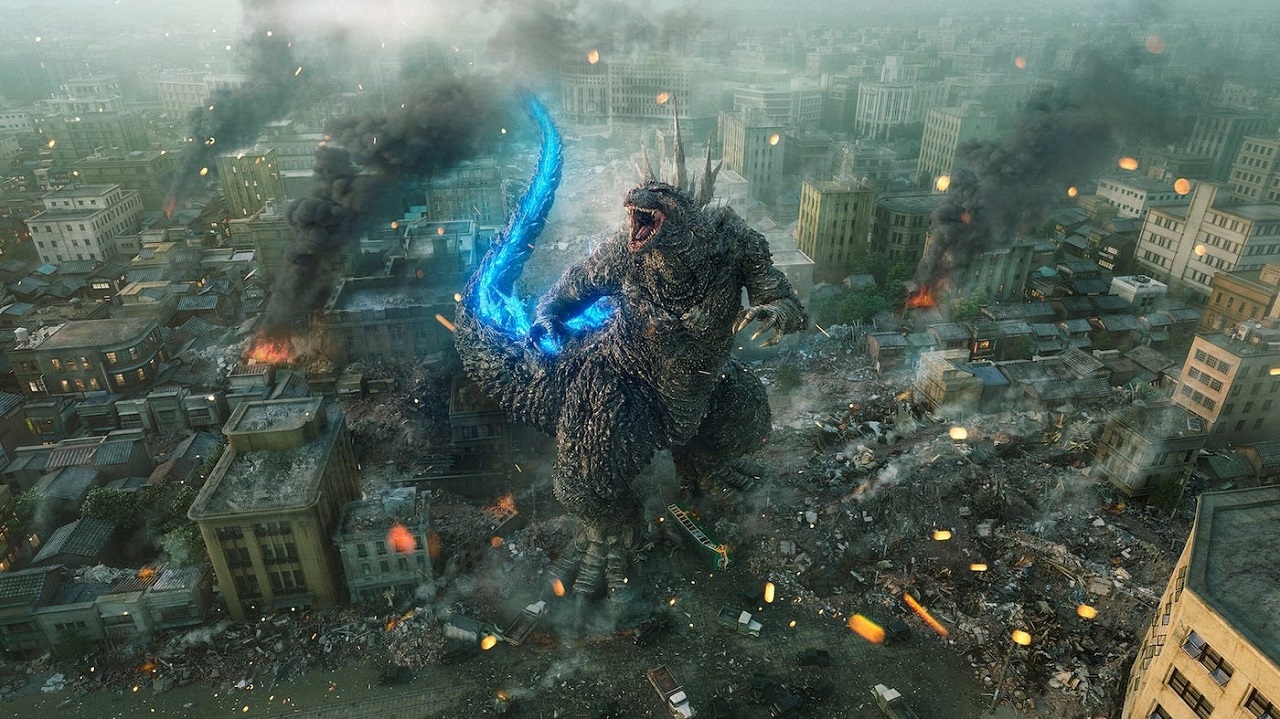 Godzilla attacks Ginza in Godzilla Minus One (2023)