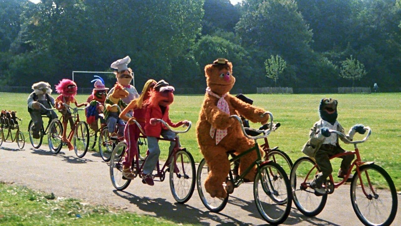 The Muppets go cycling in Battersea Park in The Great Muppet Caper (1981)