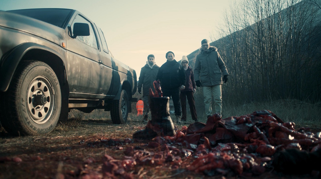 Max Portman, Toby Poser, Olivera Perunicic and Aleksandar Trmcic in Hell Hole (2024)