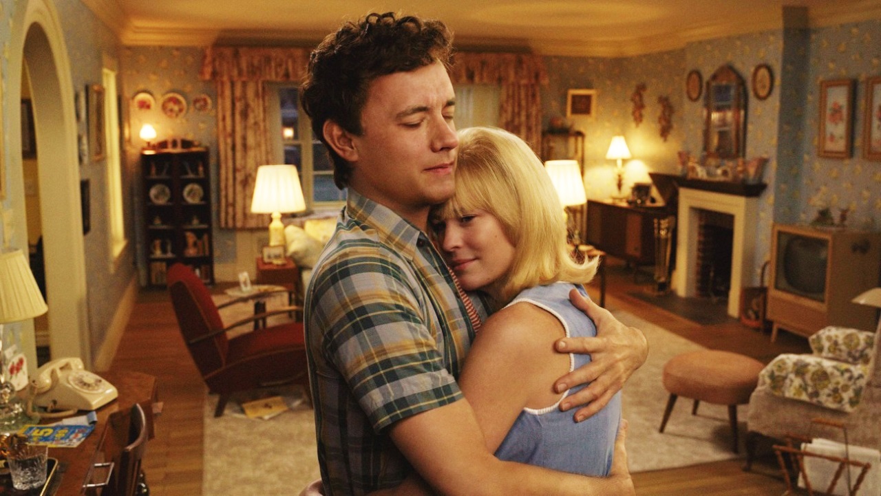 A de-aged Tom Hanks and Robin Wright in Here (2024)