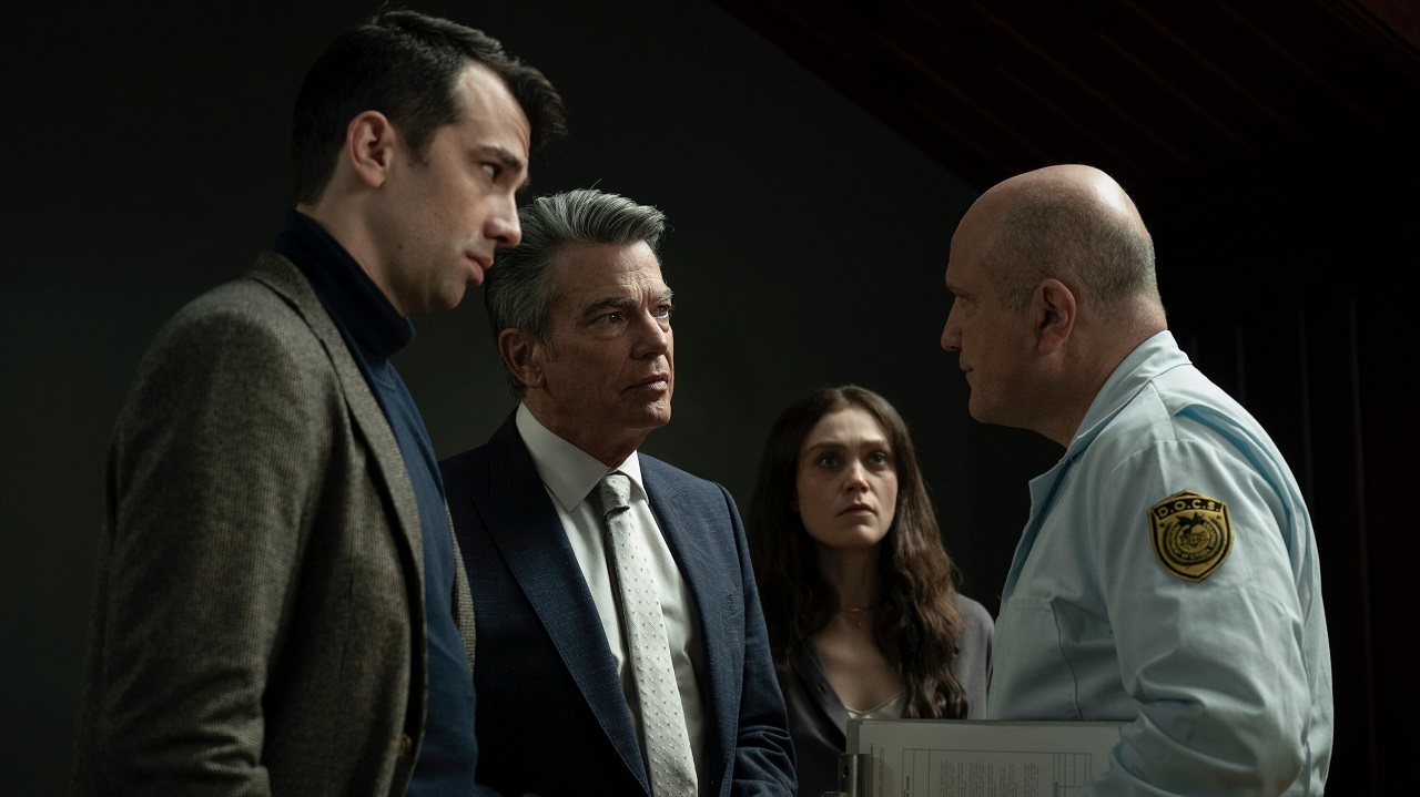 Jay Baruchel, Peter Gallagher, Alanna Bale and Enrico Colantoni in Humane (2024)