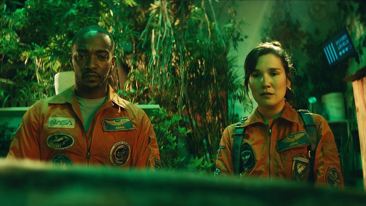 Astronauts Anthony Mackie and Zoe Chao in If You Were the Last (2023)