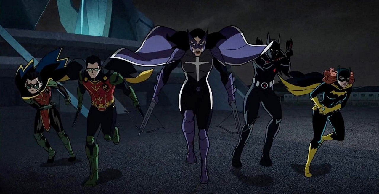 Bat Family of the multiverse in Justice League: Crisis on Infinite Earths Part Two (2024)